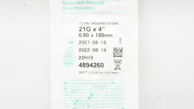 Braun 4894260 Stimuplex A Insulated Ndle 21G x 4 inch